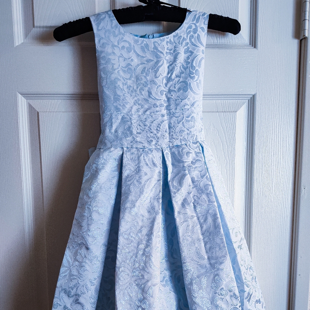 Elegant Light Blue Floral Dress